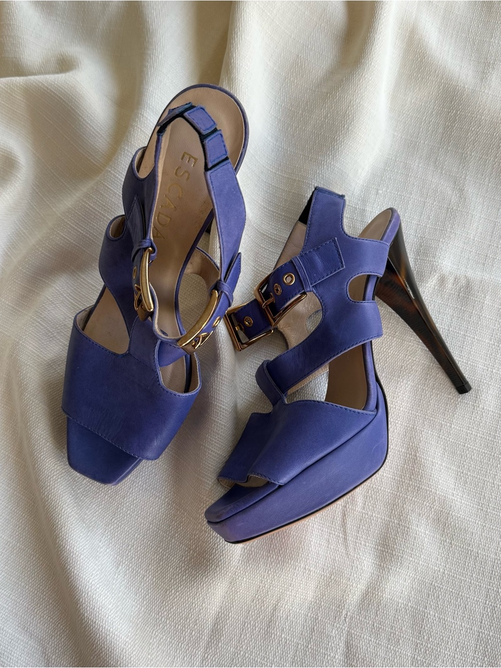 Escada Violet Leather Platform High-Heel Sandals